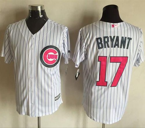 Cubs #17 Kris Bryant White Strip New Cool Base Mother's Day Stitched MLB Jersey